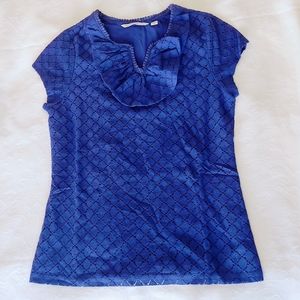 Isaac Mizrahi Live! Knit Lace Top with Ruffle Neck